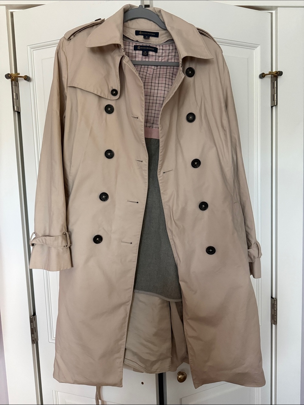 Brooks Brothers Beige Double-Breasted Trench Coat